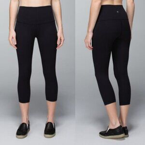 Lululemon Black Luon High Rise Wunder Under Crop